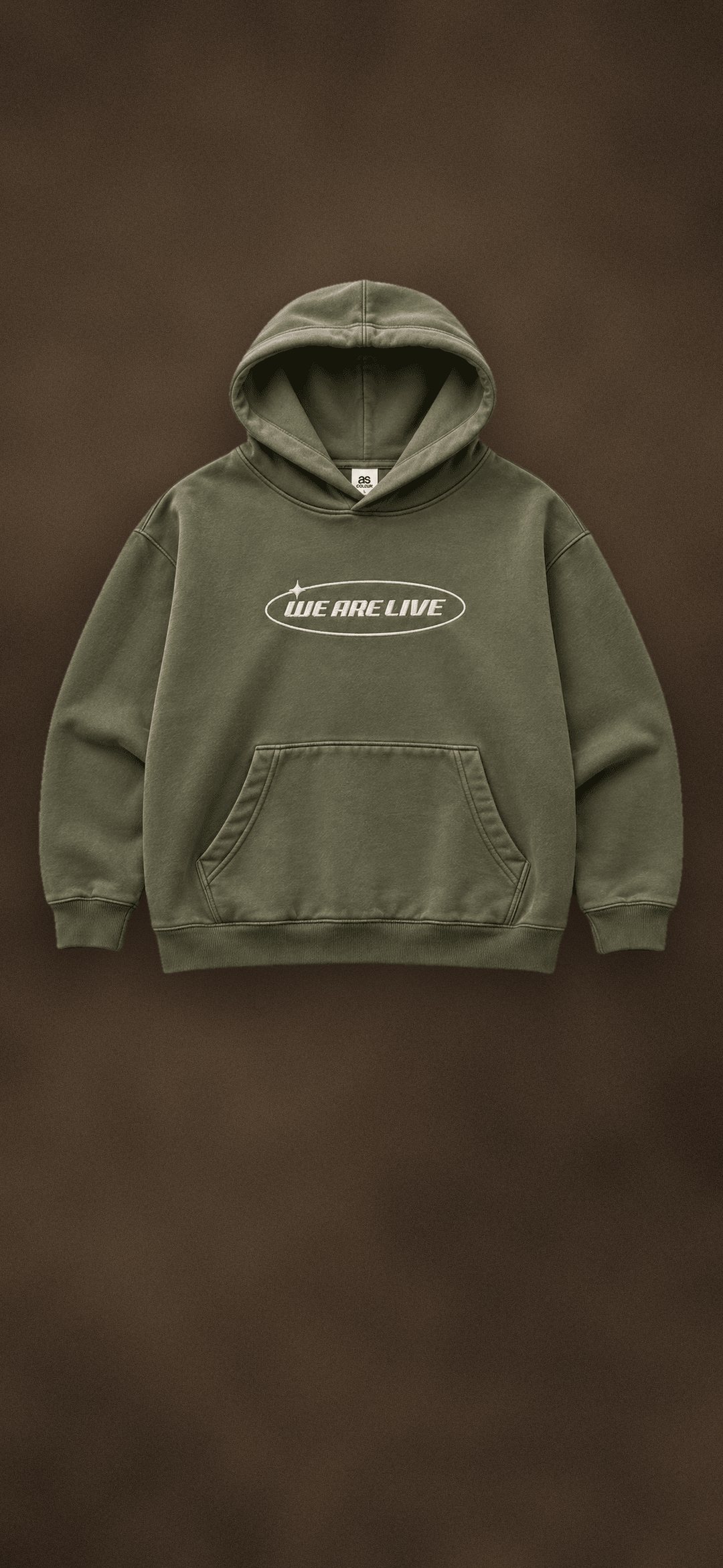 We Are Live faded hoodie in olive